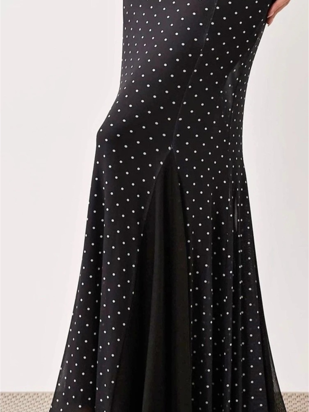ASOS DESIGN Sheer Mesh Maxi Skirt in Black Polka Dot Print Black & White Polka